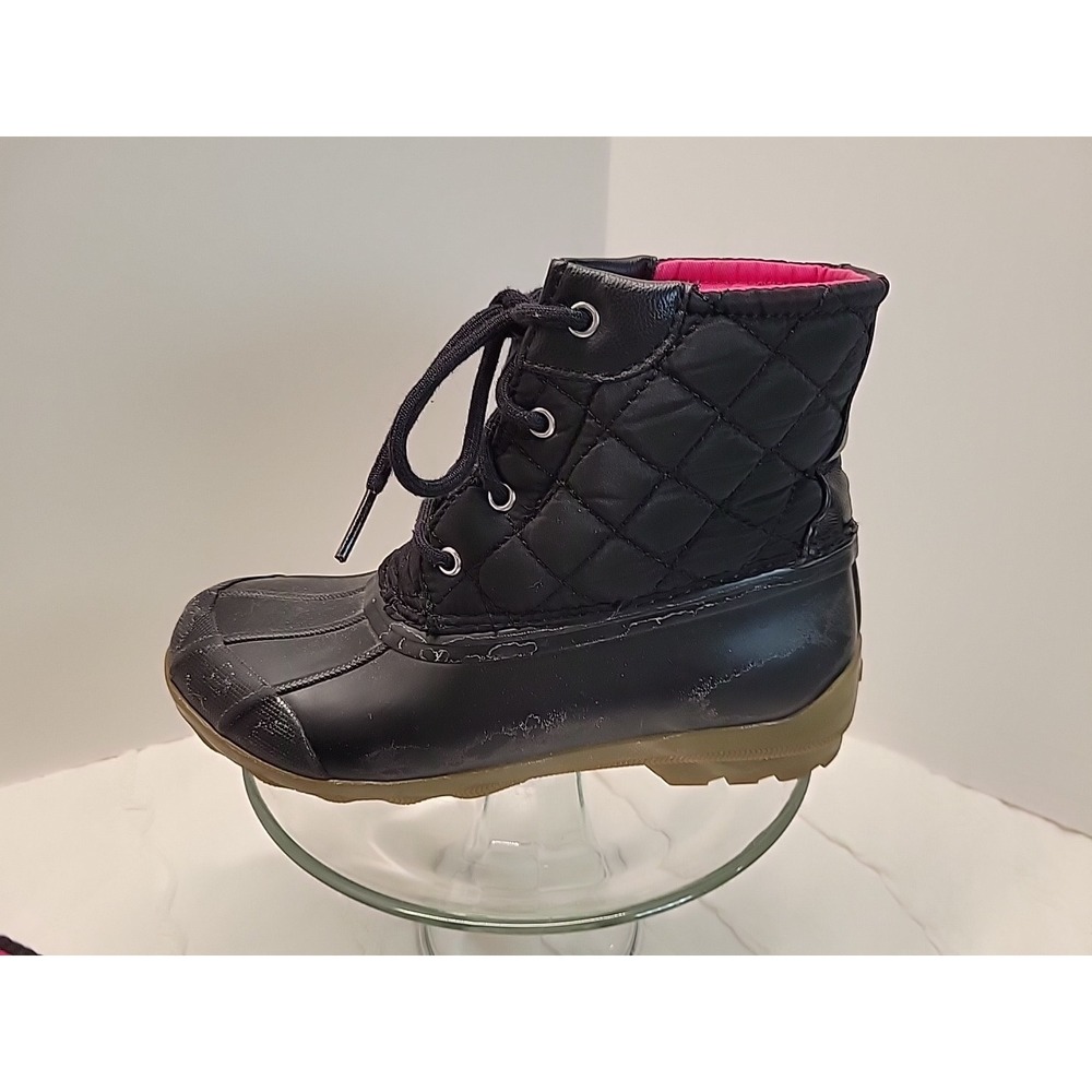 Sperry Boots Kids Size 3M Girls Port Lace Up Duck Boots Bootie Black - Picture 5 of 12